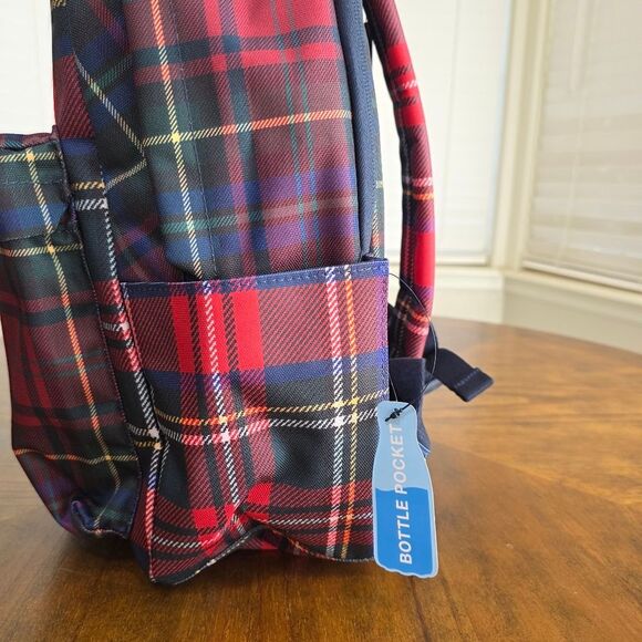 Polo Ralph Lauren Nordic Polo Bear Red Stewart Plaid Nylon Backpack Laptop Bag - Picture 8 of 9